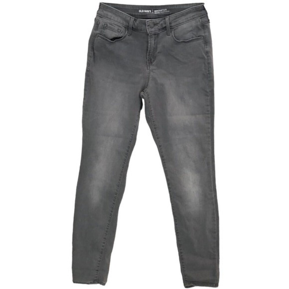 Old Navy Rockstar Jeans Women 4 Short Gray Mid Rise Skinny Stretch Denim